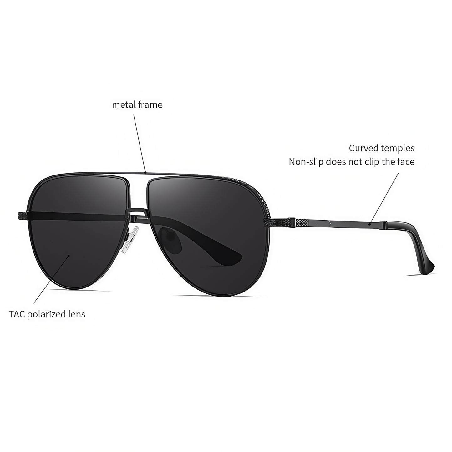 Men Flexible Temples Polarized Aviator Double Beam Anti-Glare Driving Sunglasses