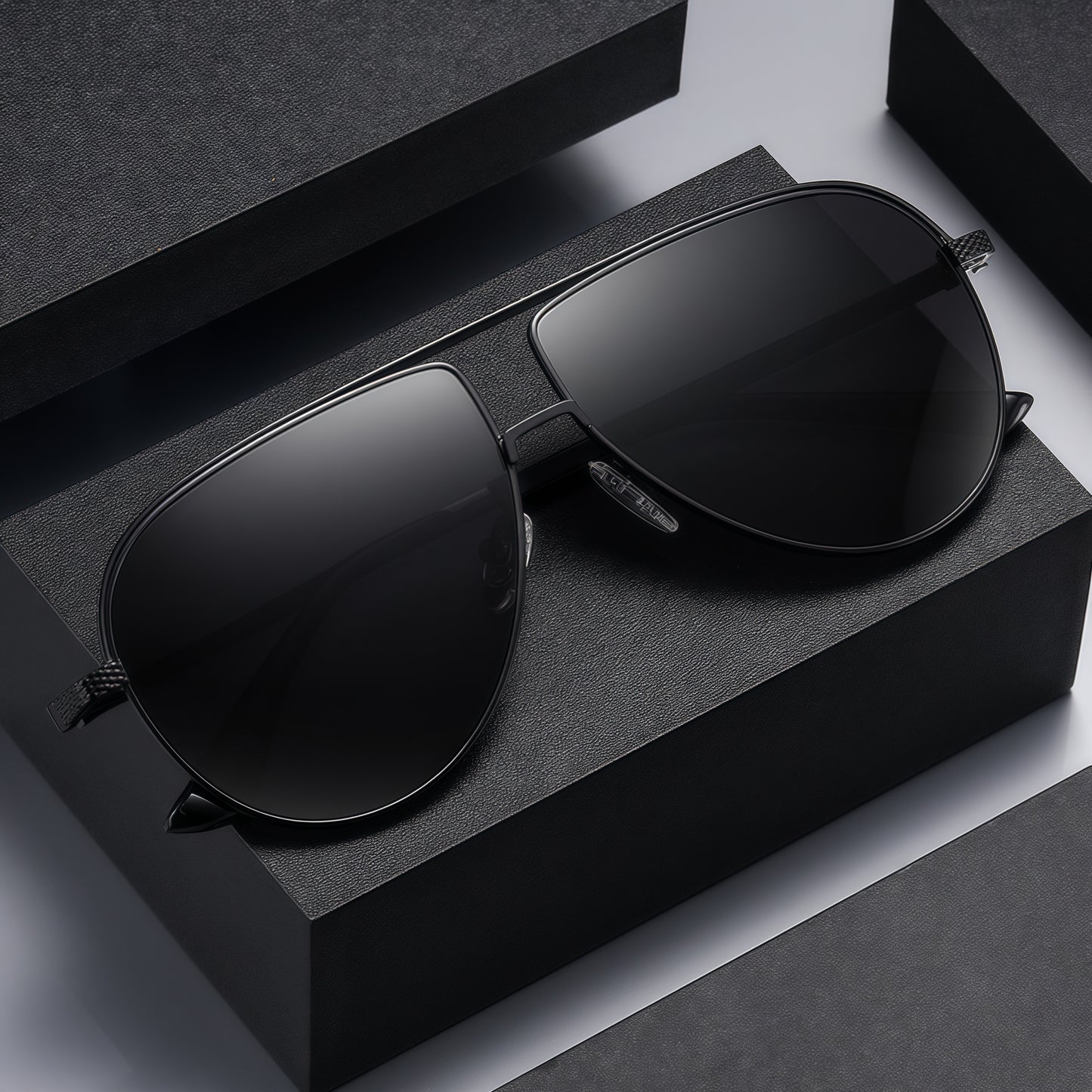 Men Flexible Temples Polarized Aviator Double Beam Anti-Glare Driving Sunglasses