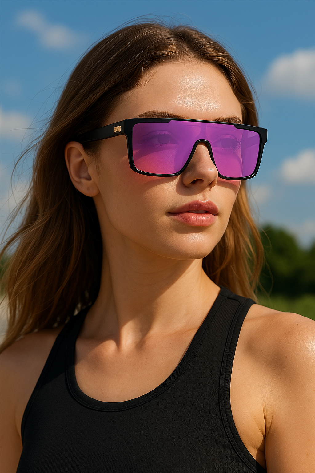 Women's Comfort Fit One-piece Shield Lens Streetwear Oversized Sports Sunglasses