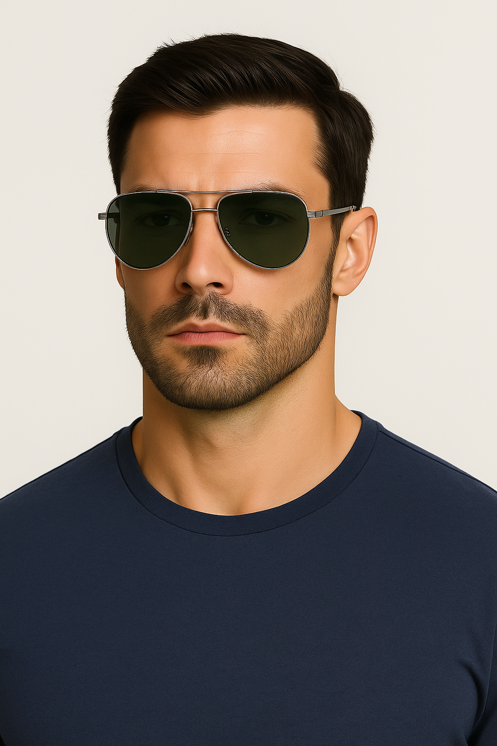 Men Flexible Temples Polarized Aviator Double Beam Anti-Glare Driving Sunglasses