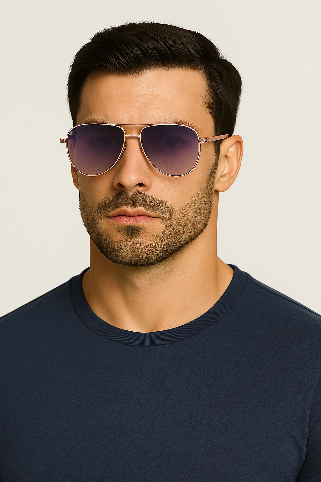 Men Flexible Temples Polarized Aviator Double Beam Anti-Glare Driving Sunglasses