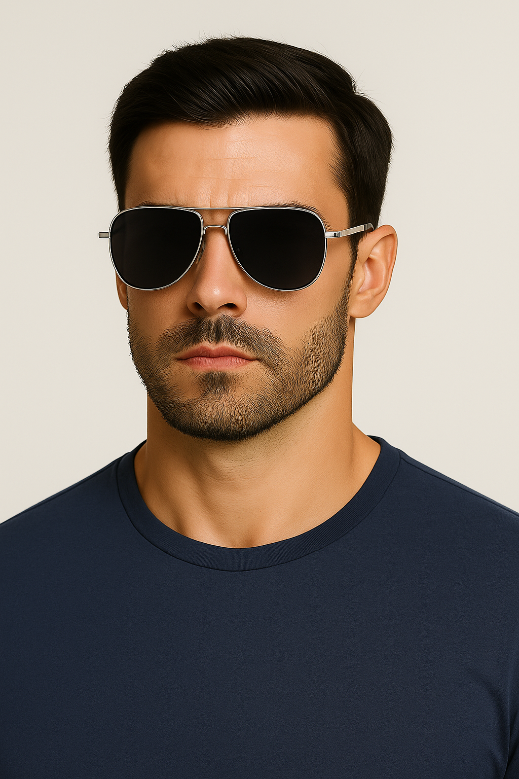 Men Flexible Temples Polarized Aviator Double Beam Anti-Glare Driving Sunglasses