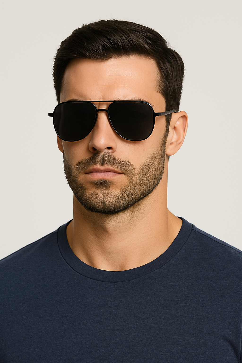 Men Flexible Temples Polarized Aviator Double Beam Anti-Glare Driving Sunglasses