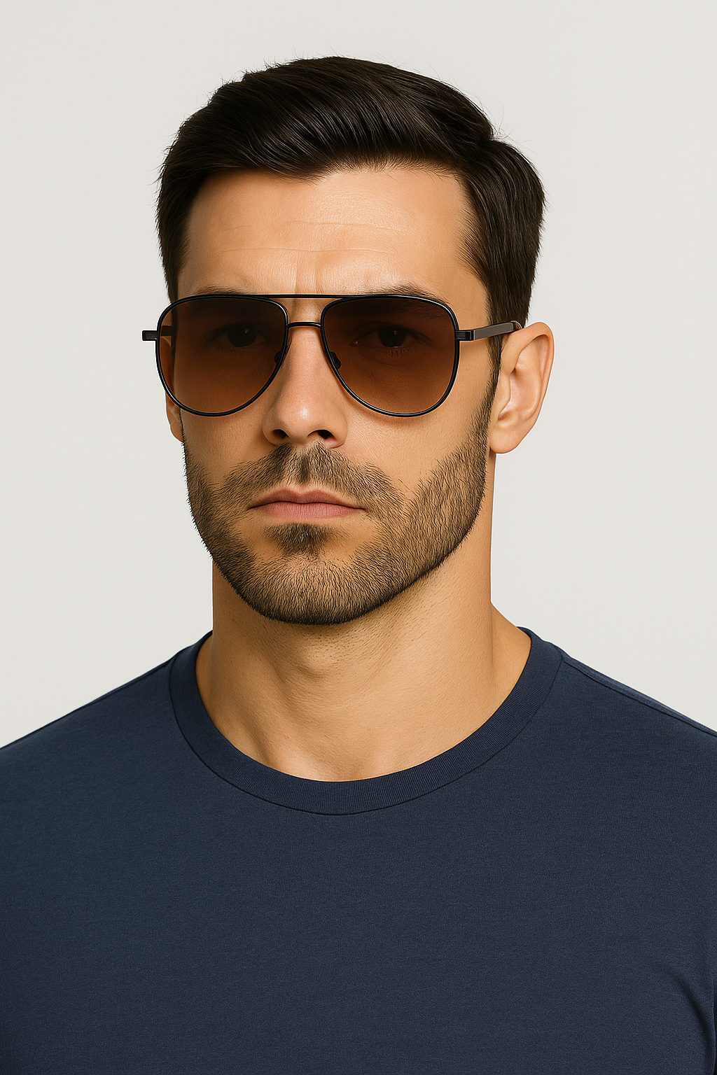 Men Flexible Temples Polarized Aviator Double Beam Anti-Glare Driving Sunglasses
