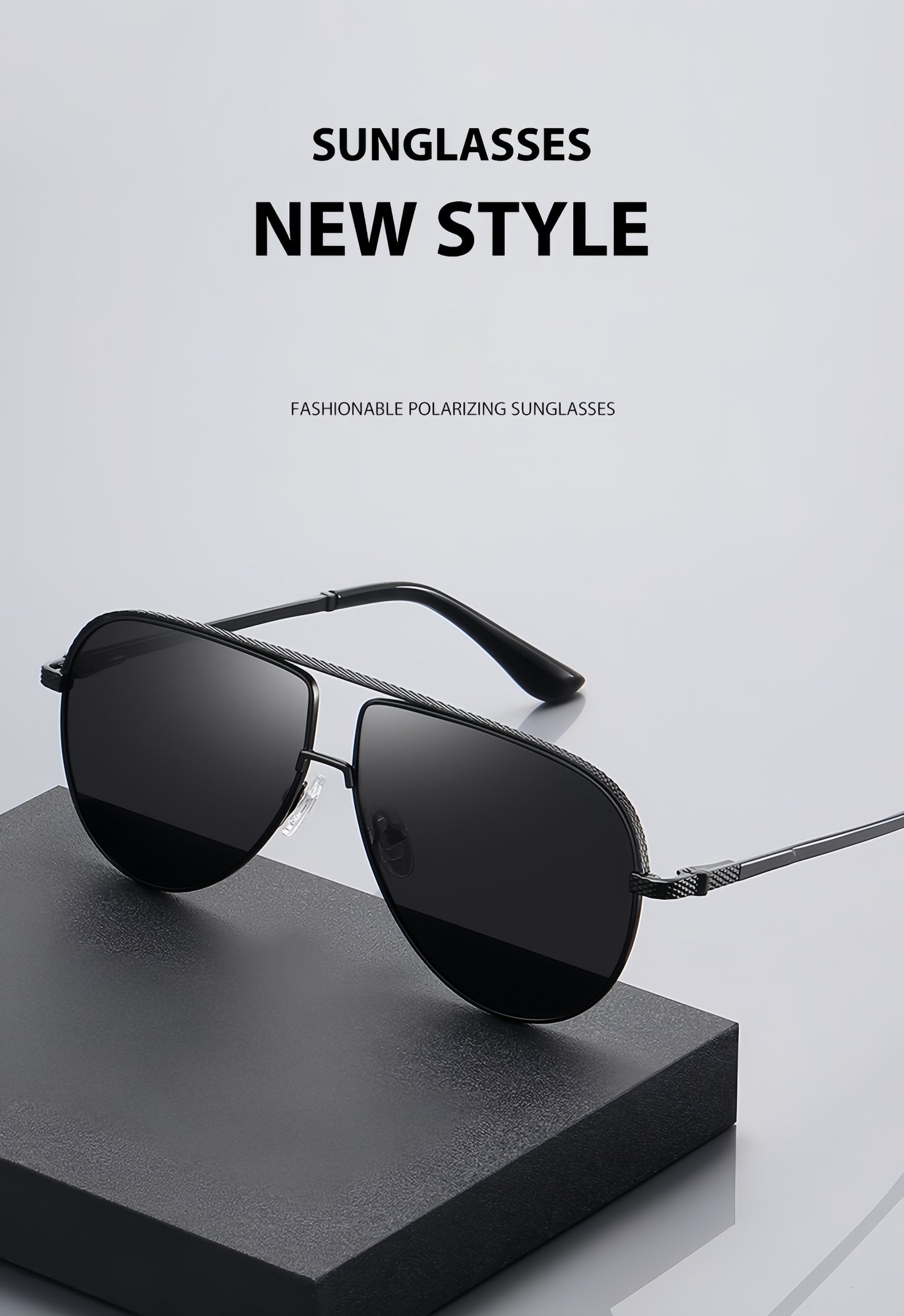 Men Flexible Temples Polarized Aviator Double Beam Anti-Glare Driving Sunglasses