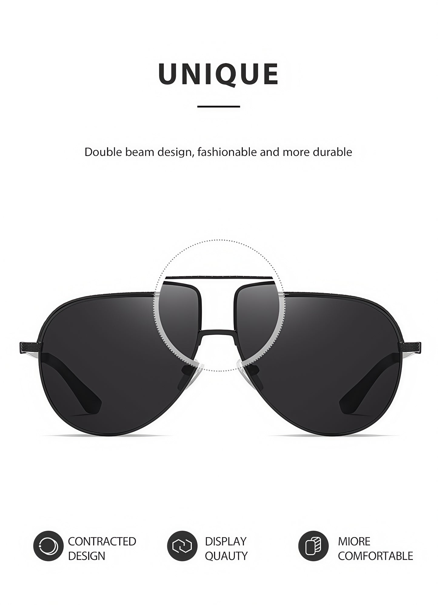 Men Flexible Temples Polarized Aviator Double Beam Anti-Glare Driving Sunglasses