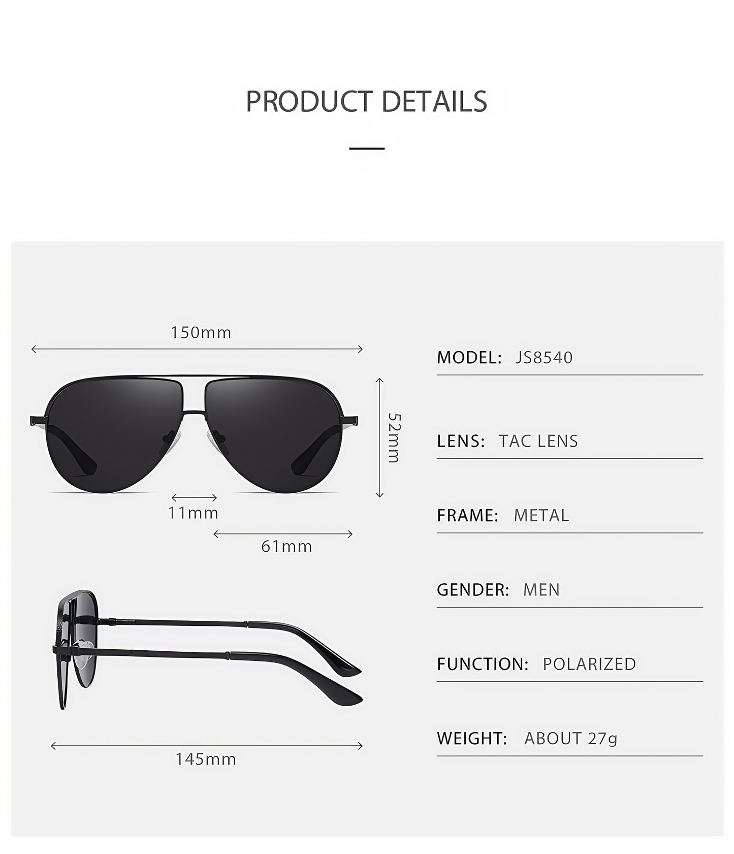 Men Flexible Temples Polarized Aviator Double Beam Anti-Glare Driving Sunglasses