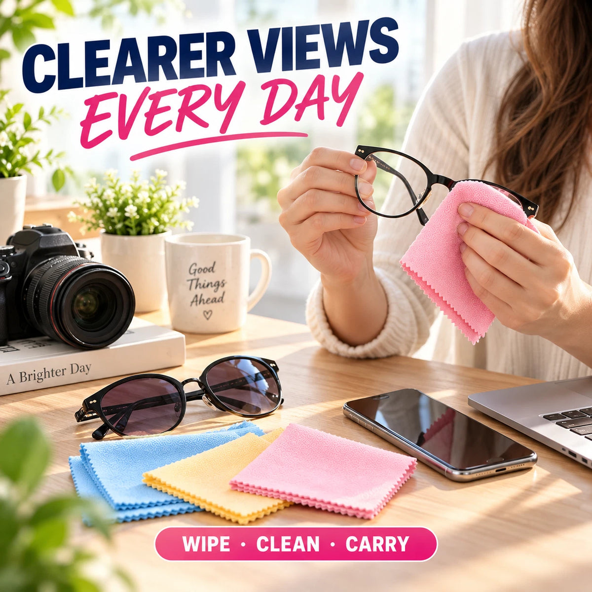 5/10/20PCS Microfibre Cleaning Cloth Glasses Lens Phone Screen Camera Wipes