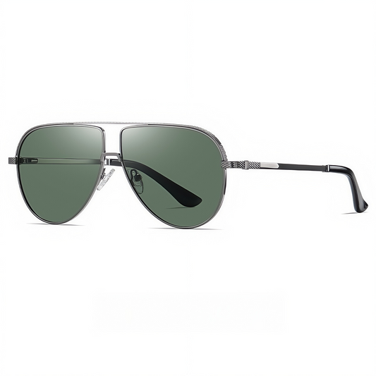 Men Flexible Temples Polarized Aviator Double Beam Anti-Glare Driving Sunglasses