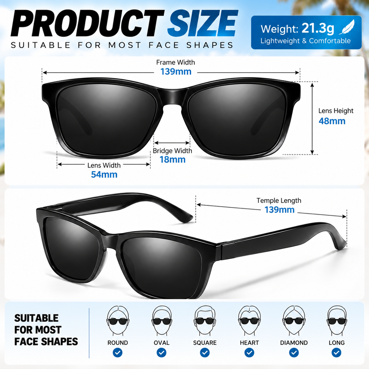 Mens Womens Polarised Sunglasses UV400 Classic Square Frame Outdoor Driving #0717
