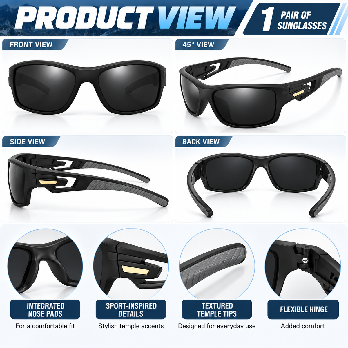 Mens Polarised Sunglasses Wrap Around Sports UV400 Driving Fishing Cycling Sporty #201910