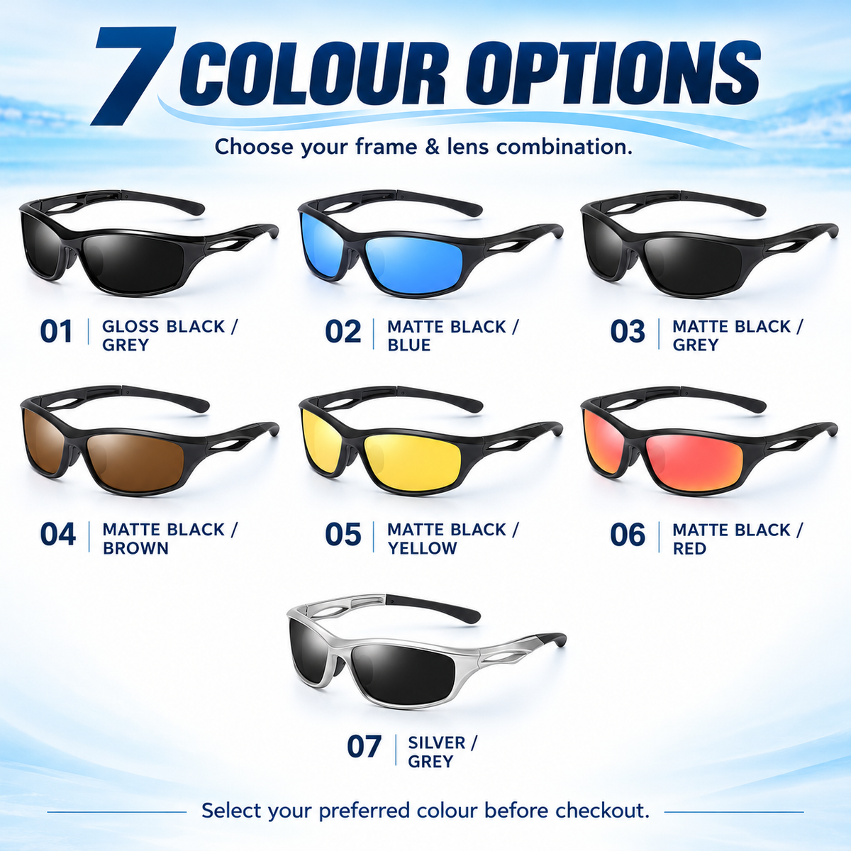 Men's Polarised Sports Sunglasses TR90 UV400 Wrap Around Cycling Running Driving