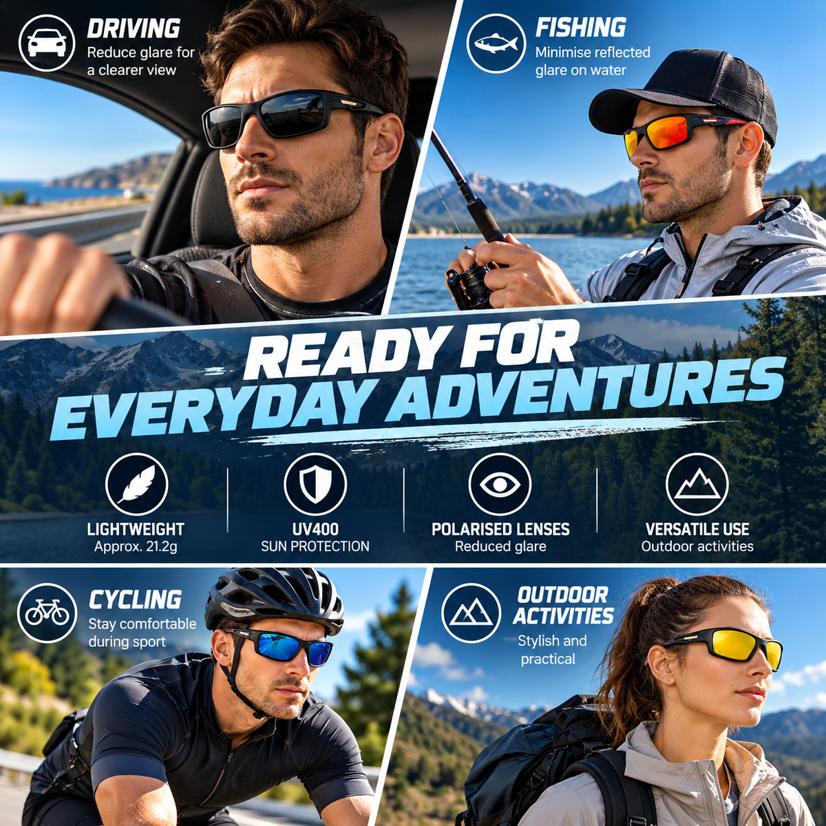 Mens Polarised Sunglasses Wrap Around Sports UV400 Driving Fishing Cycling Sporty #201910