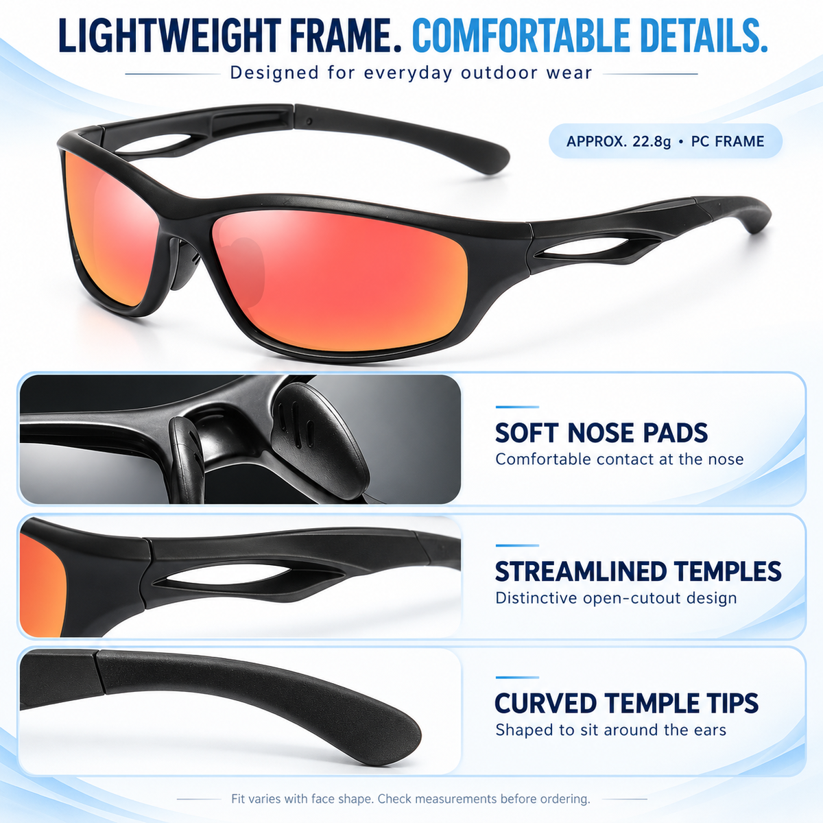 Men's Polarised Sports Sunglasses TR90 UV400 Wrap Around Cycling Running Driving