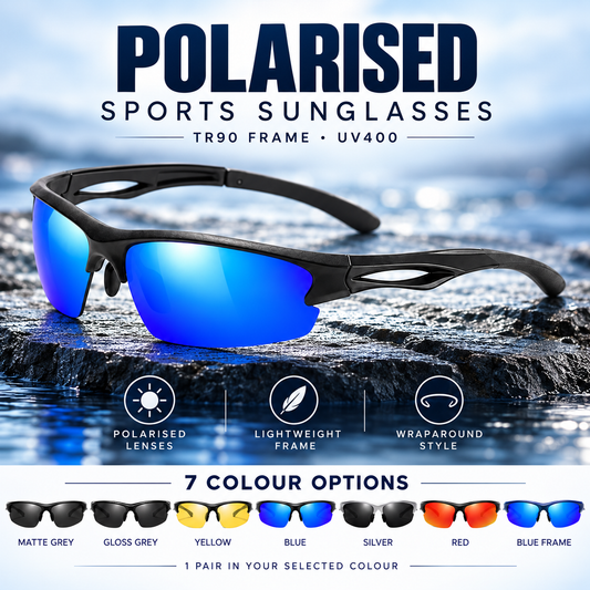 Men's Polarised Sports Sunglasses TR90 UV400 Wrap Around Cycling Running Driving