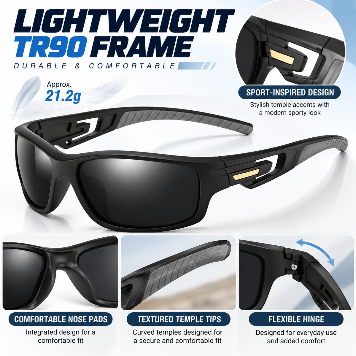 Mens Polarised Sunglasses Wrap Around Sports UV400 Driving Fishing Cycling Sporty #201910