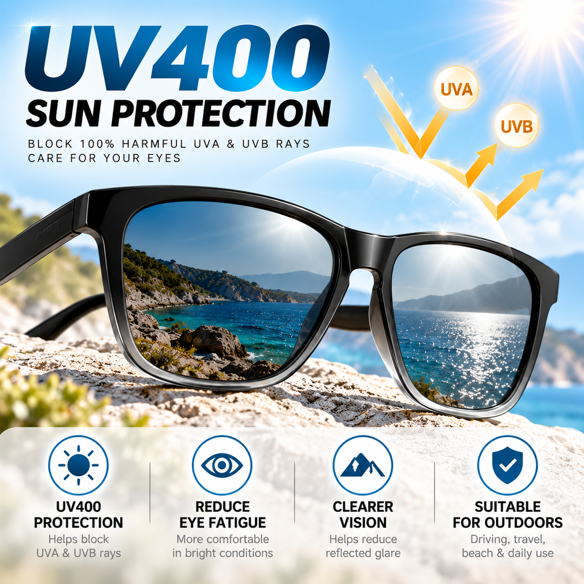 Mens Womens Polarised Sunglasses UV400 Classic Square Frame Outdoor Driving #0717