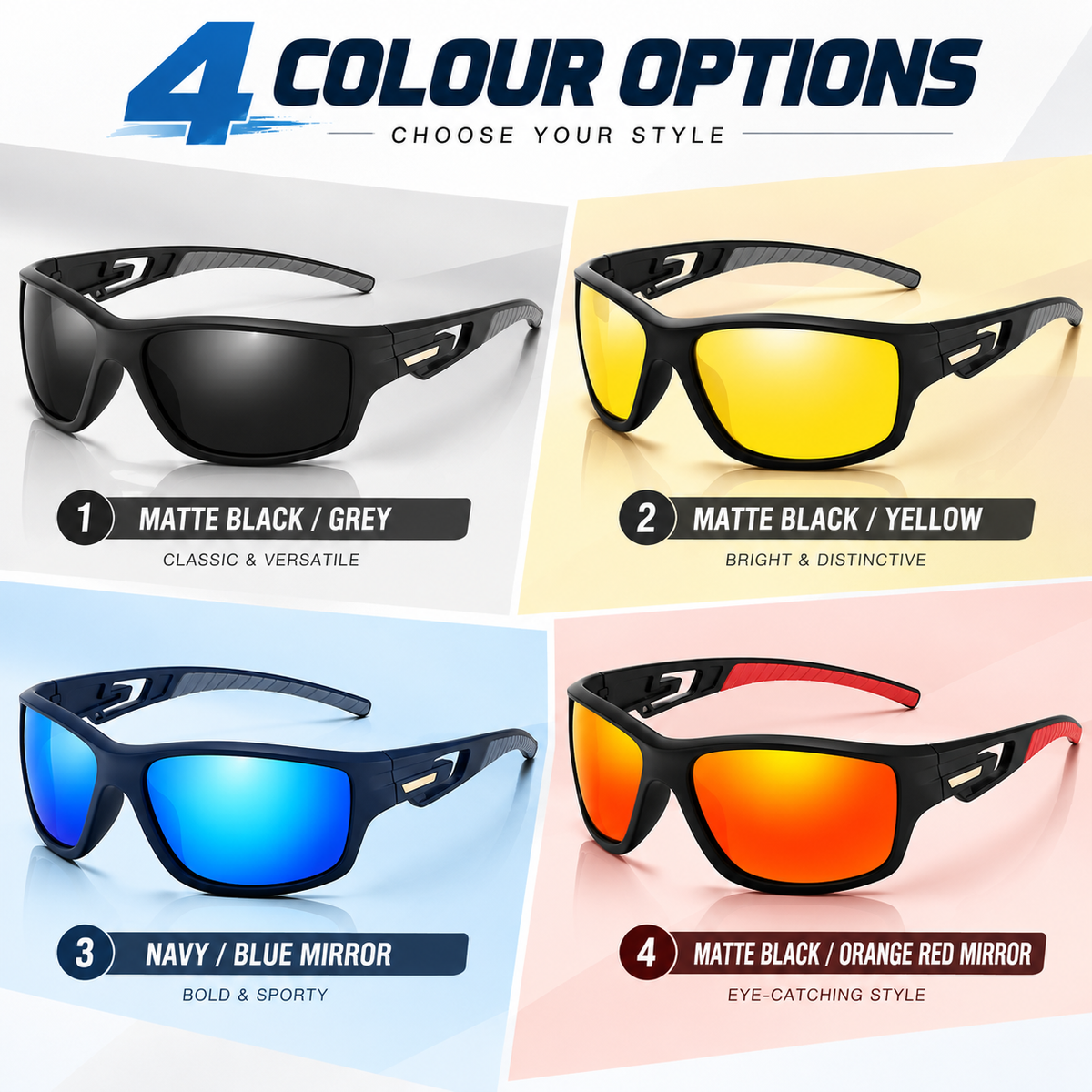Mens Polarised Sunglasses Wrap Around Sports UV400 Driving Fishing Cycling Sporty #201910