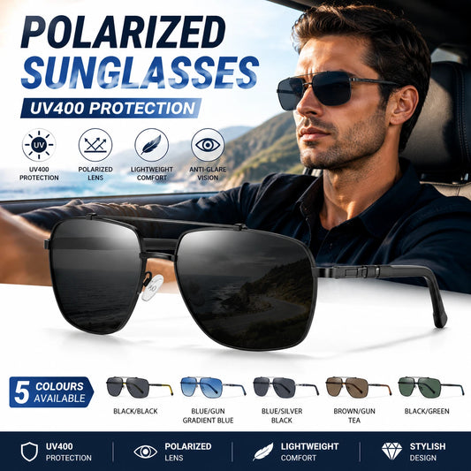 Men Polarized Sunglasses UV400 Anti-Glare Square Driving Fishing Outdoor Eyewear