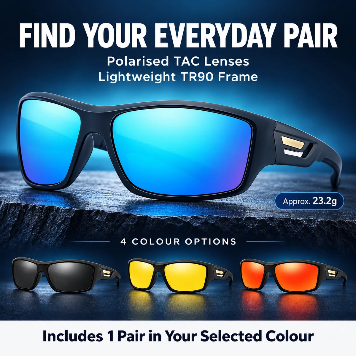 Men’s Polarised Sports Sunglasses TR90 Lightweight Wrap Around Cycling Fishing