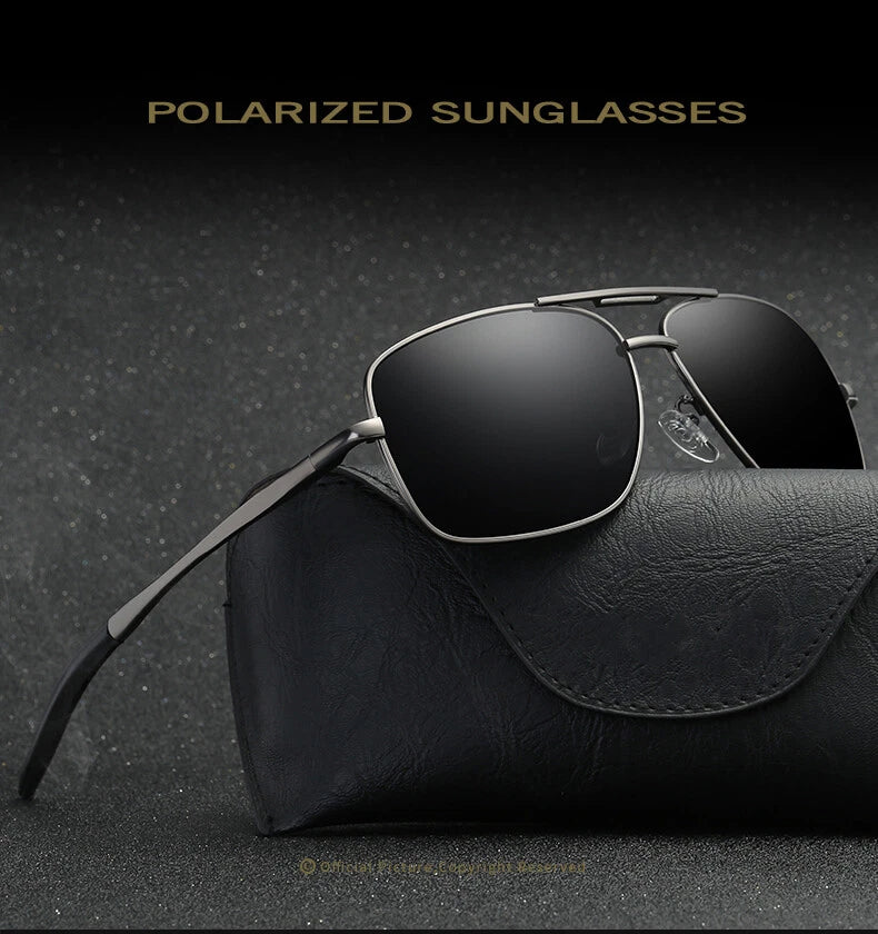 Men Polarised Aviator Sunglasses Spring Hinge UV400 Driving Fishing Metal Frame