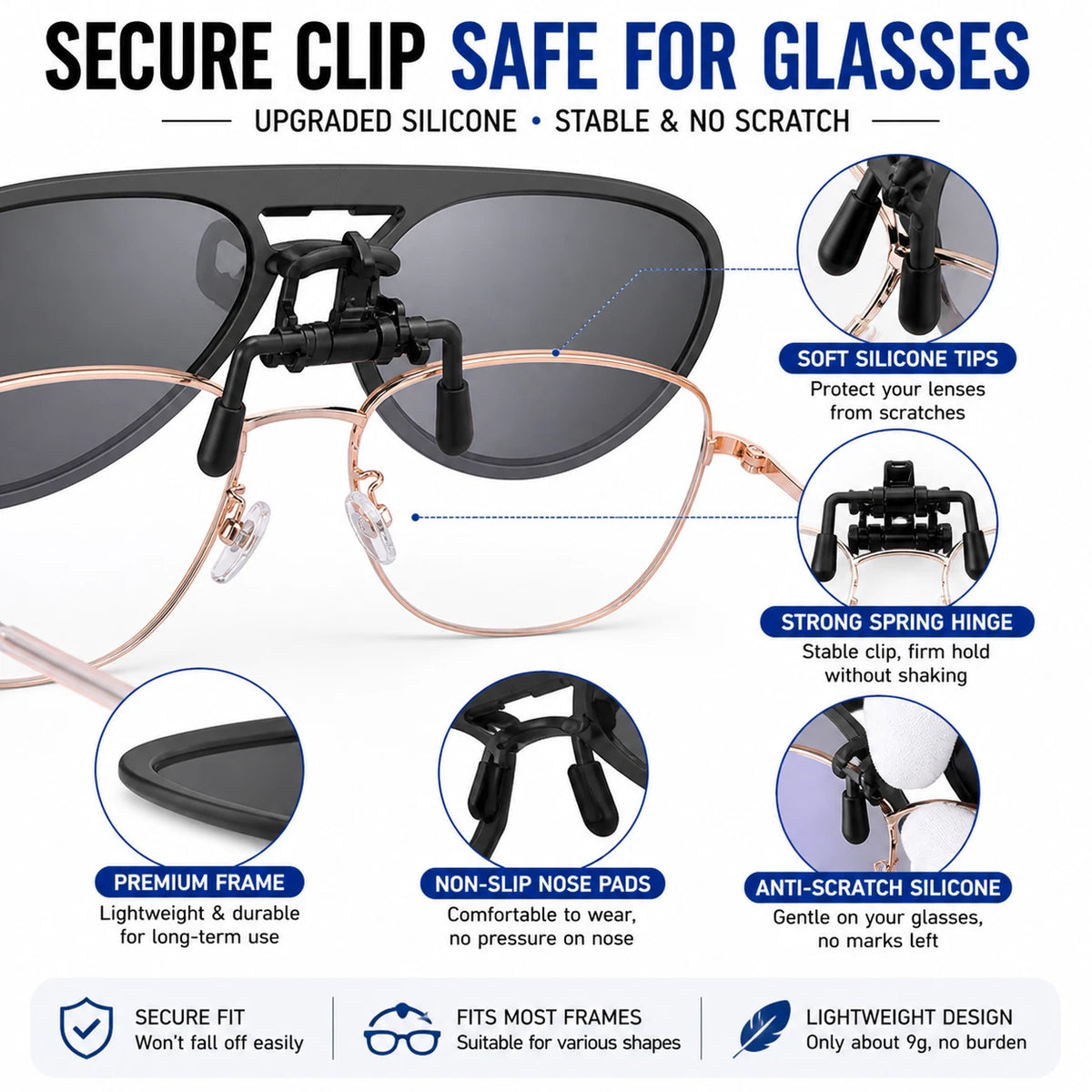 Polarized Clip On Flip Up Sunglasses UV400 Aviator Driving Fishing Eyewear Lense