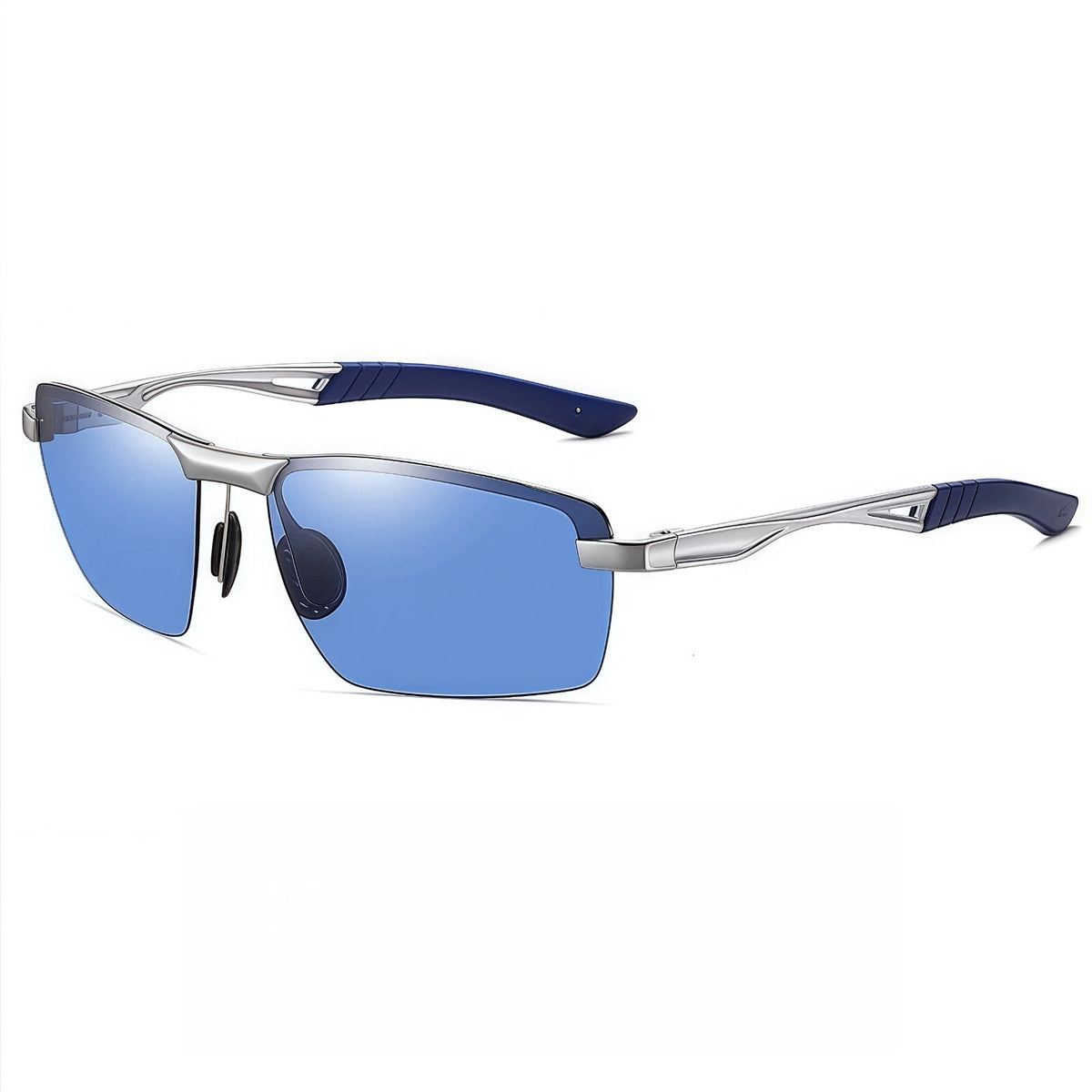 Mens Polarized Sunglasses Semi Rimless Metal Frame UV400 Driving Sports Glasses