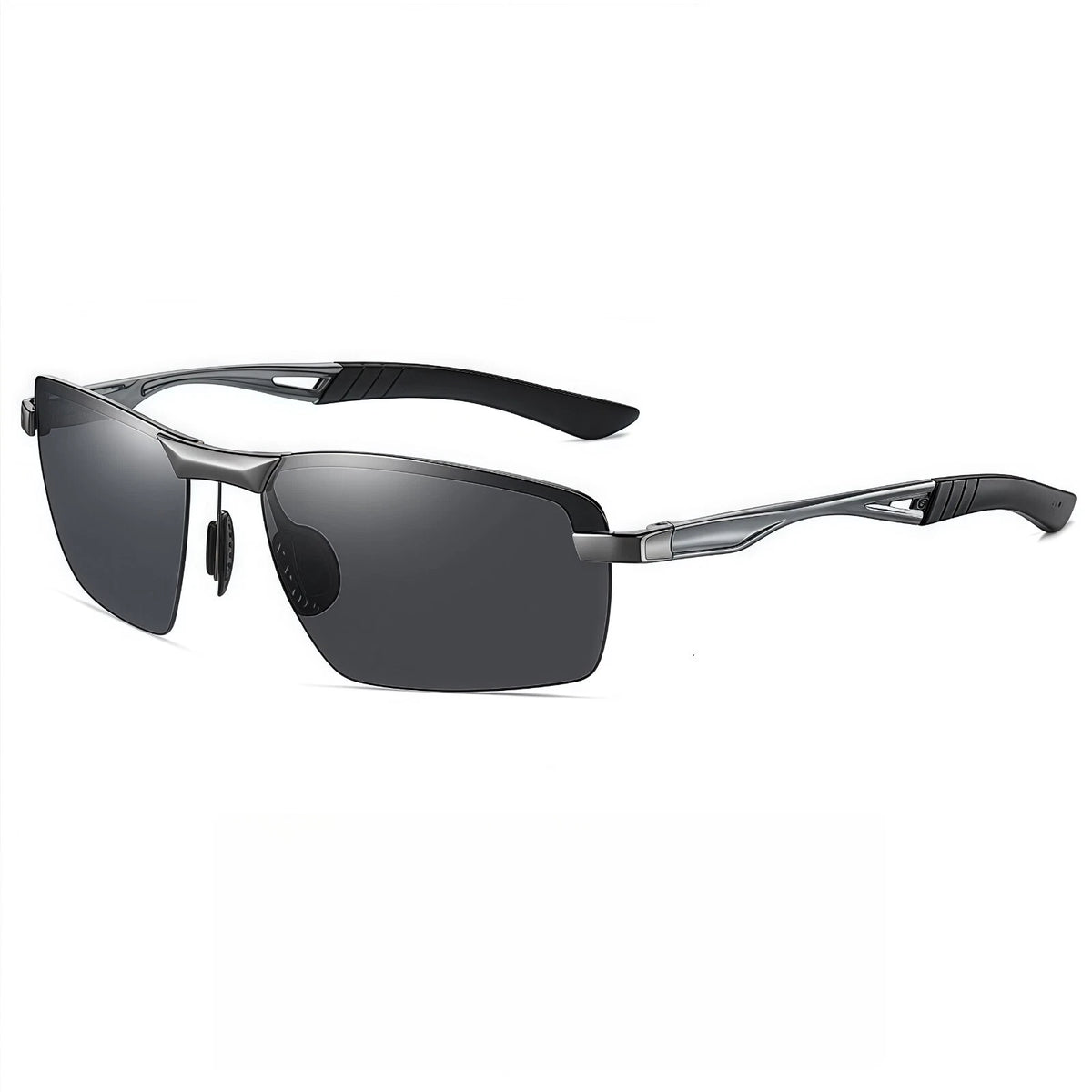 Mens Polarized Sunglasses Semi Rimless Metal Frame UV400 Driving Sports Glasses