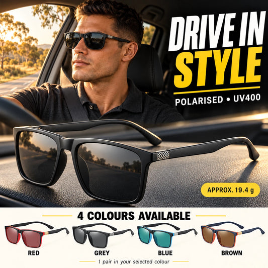 Men's Polarised Sunglasses Square Frame UV400 Driving Fishing Outdoor Eyewear