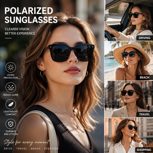 Women Stylish Outdoor Polarized Square Sunglasses UV400 Lightweight & Anti-Glare