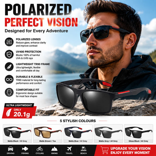Men Polarized TR90 Sunglasses UV400 Driving Fishing Sports Lightweight Eyewear # P0101