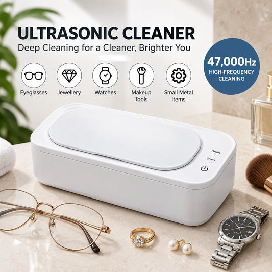 47KHz Ultrasonic Cleaner 350ml Jewellery Glasses Watch Stainless Steel Tank