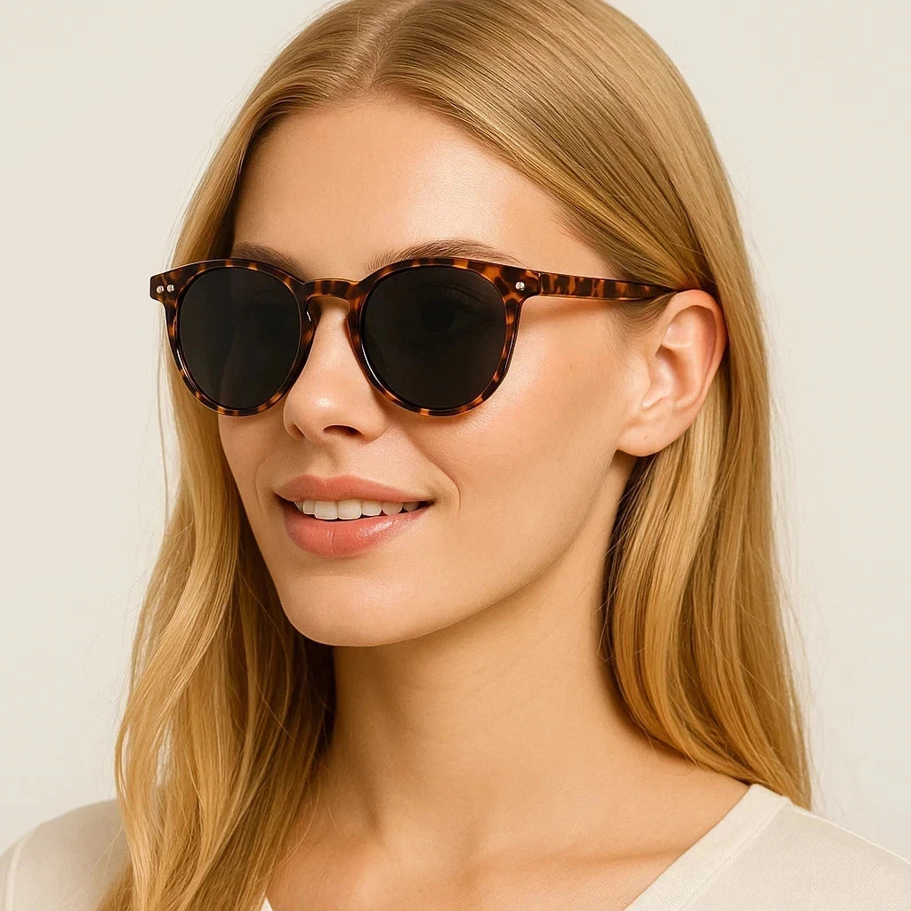 Womens Polarised Sunglasses Round UV400 Lightweight Retro Frame Beach Anti Glare