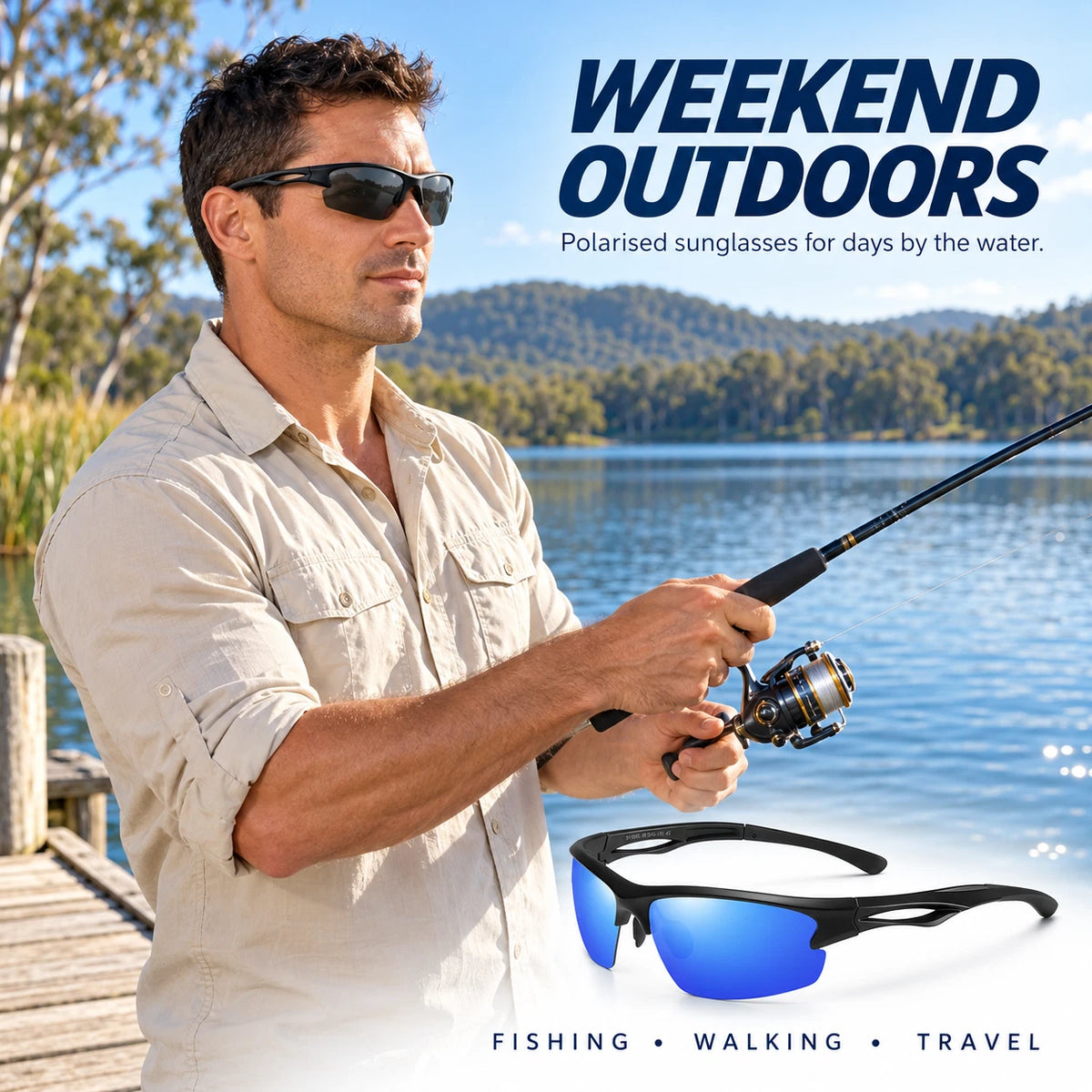 Men's Polarised Sports Sunglasses TR90 UV400 Wrap Around Cycling Running Driving