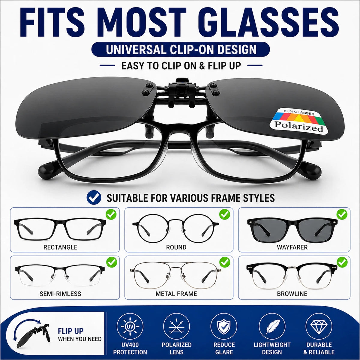 Polarized Clip-On Flip Up Sunglasses UV400 Driving Fishing Glasses 12 Colours AU