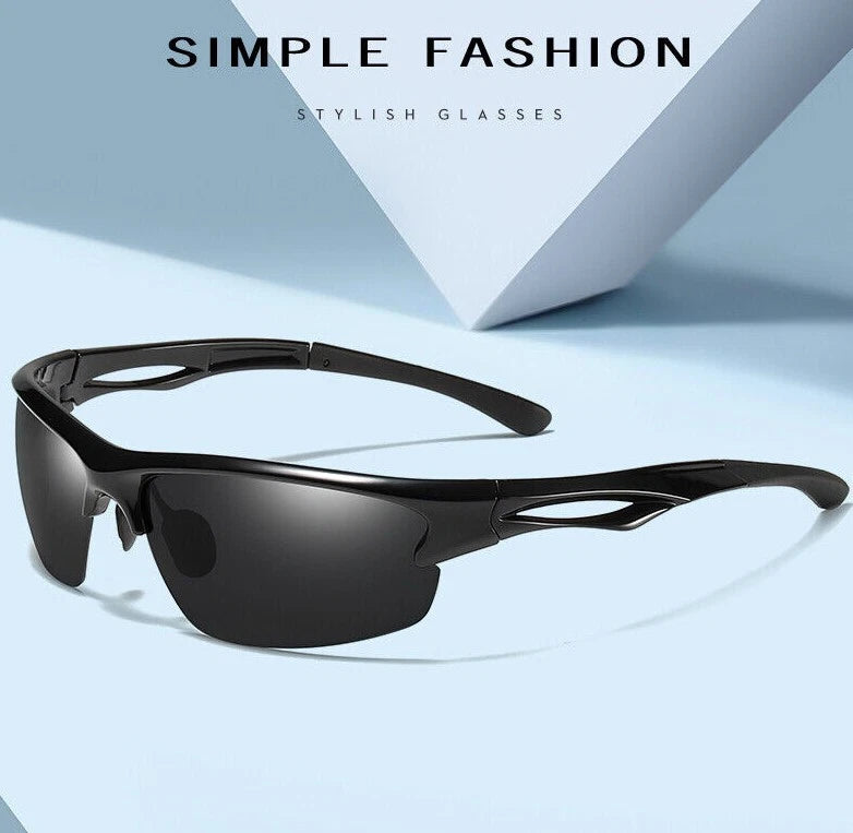 Men's Polarised Sports Sunglasses TR90 UV400 Wrap Around Cycling Running Driving