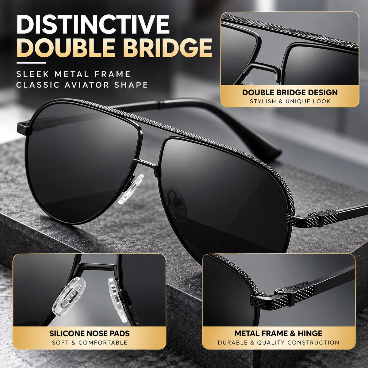 Mens Polarized Aviator Sunglasses UV400 Metal Frame Driving Glasses 5 Colours #JS8540