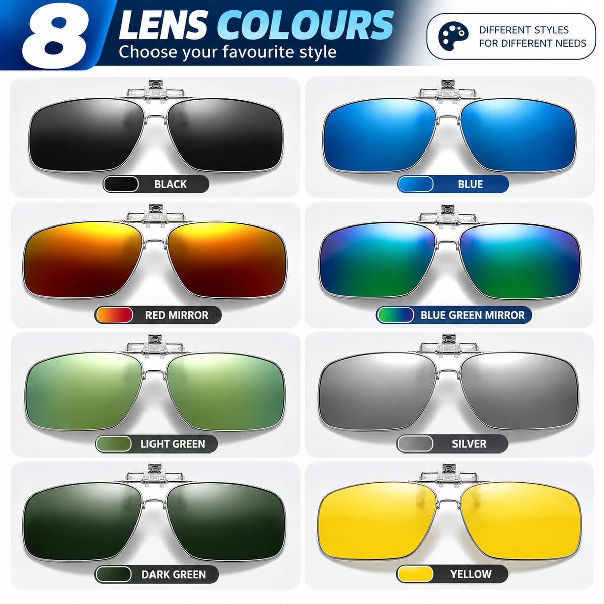Polarized Clip On Flip Up Sunglasses UV400 Driving Fishing Prescription Solution