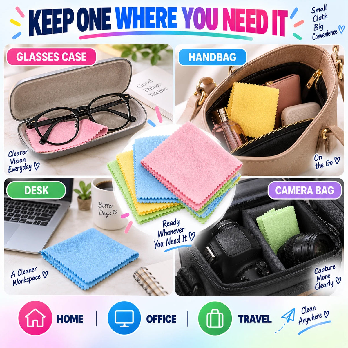 5/10/20PCS Microfibre Cleaning Cloth Glasses Lens Phone Screen Camera Wipes