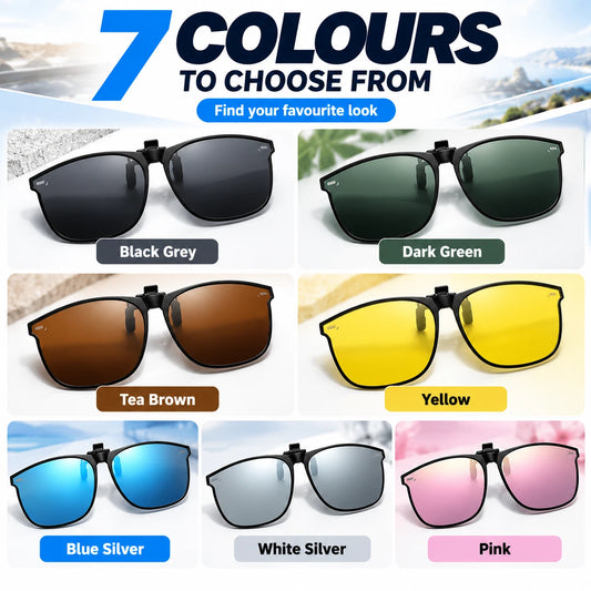 Polarised Clip On Sunglasses Flip Up UV400 for Prescription Glasses Driving