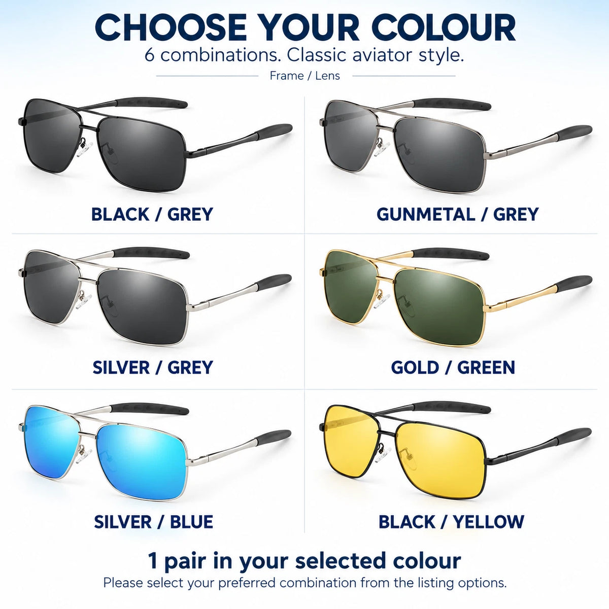 Men Polarised Aviator Sunglasses Spring Hinge UV400 Driving Fishing Metal Frame