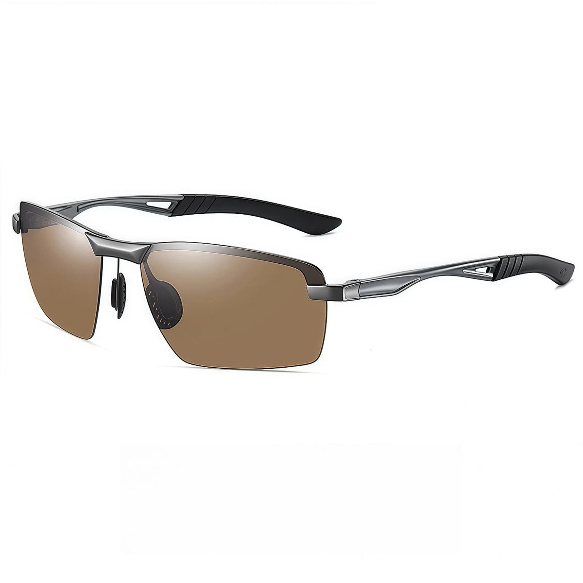 Mens Polarized Sunglasses Semi Rimless Metal Frame UV400 Driving Sports Glasses