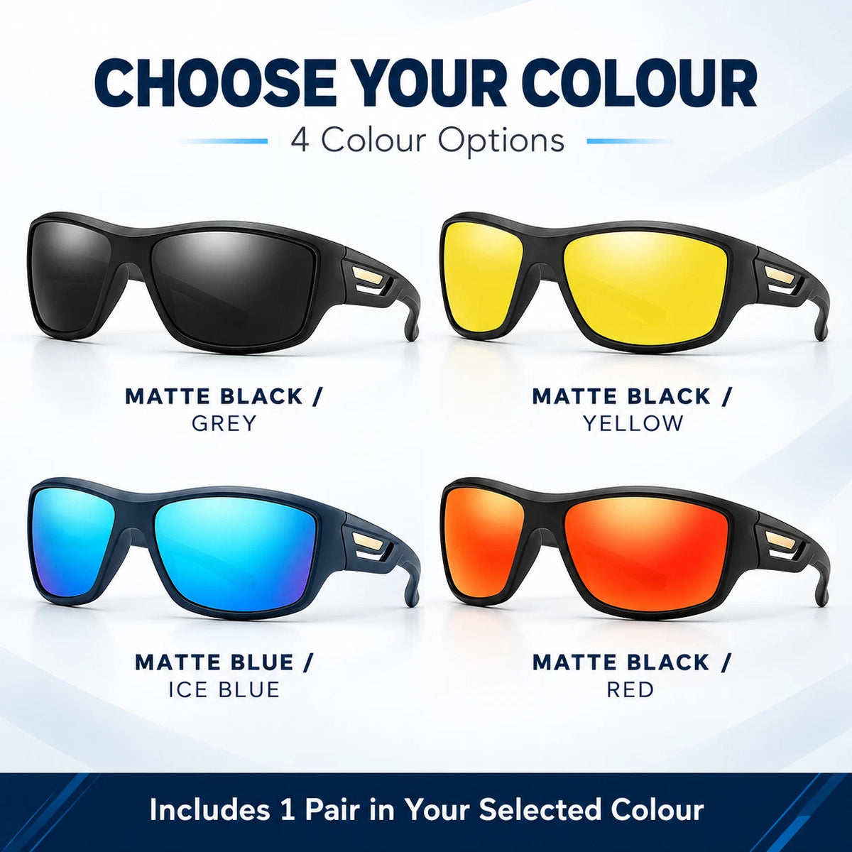 Men’s Polarised Sports Sunglasses TR90 Lightweight Wrap Around Cycling Fishing