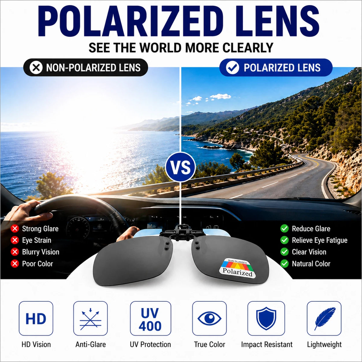 Polarized Clip-On Flip Up Sunglasses UV400 Driving Fishing Glasses 12 Colours AU