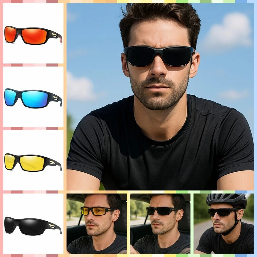 Men’s Polarised Sports Sunglasses TR90 Lightweight Wrap Around Cycling Fishing