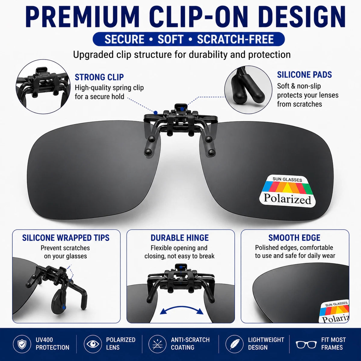 Polarized Clip-On Flip Up Sunglasses UV400 Driving Fishing Glasses 12 Colours AU