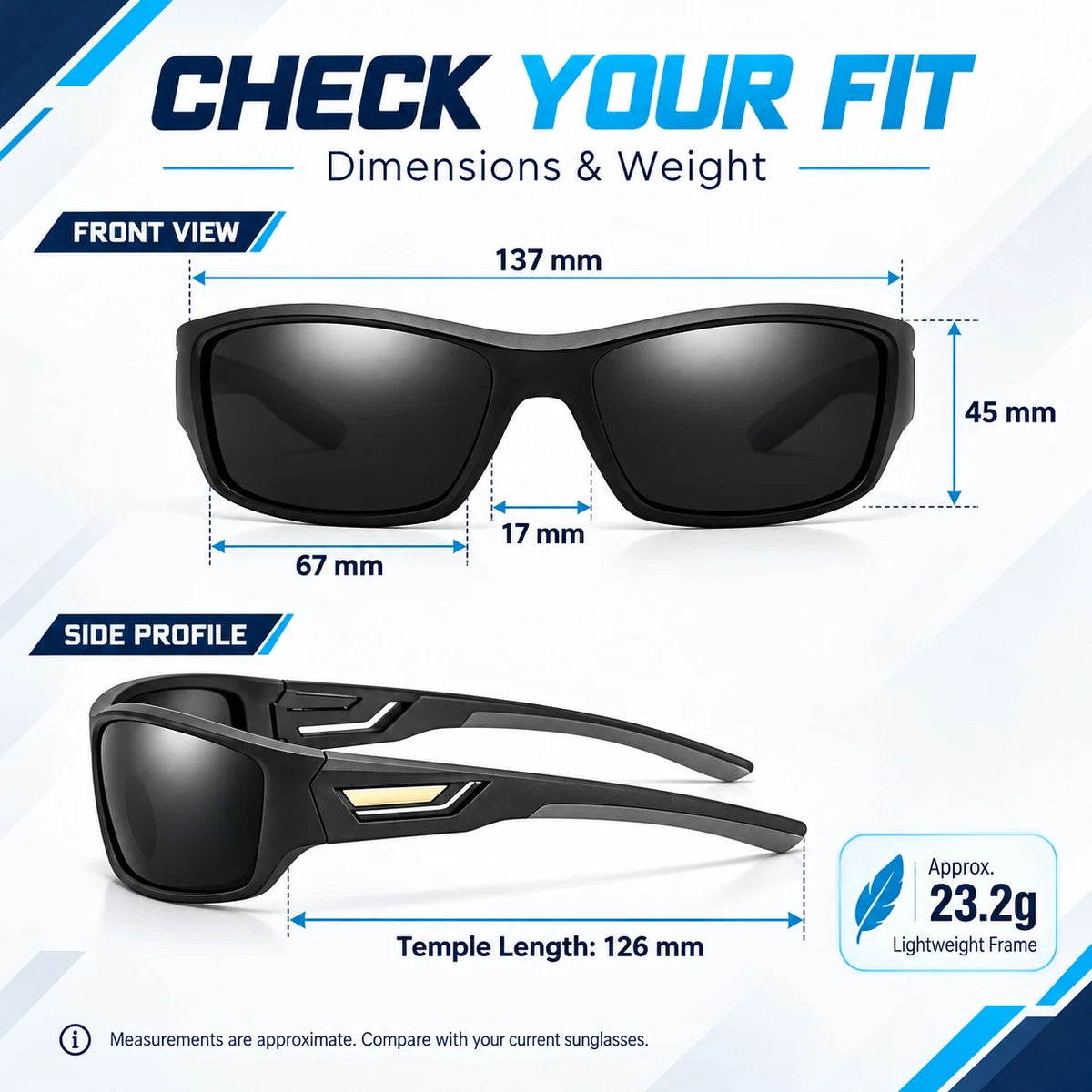 Men’s Polarised Sports Sunglasses TR90 Lightweight Wrap Around Cycling Fishing