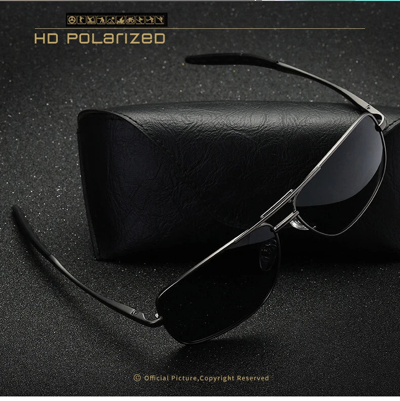 Men Polarised Aviator Sunglasses Spring Hinge UV400 Driving Fishing Metal Frame