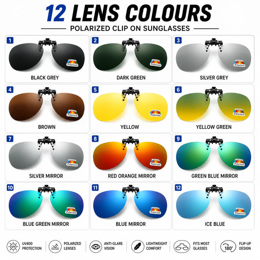 Polarized Clip On Flip Up Sunglasses UV400 Driving Fishing Anti-Glare Daily Fit