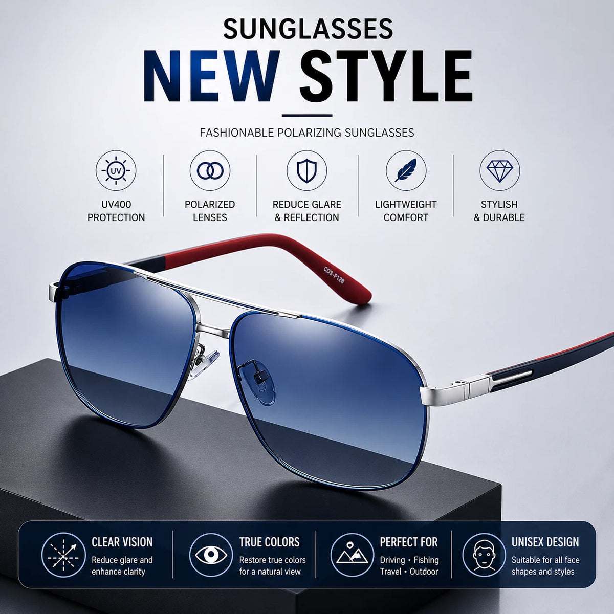 Men's Polarized Aviator Sunglasses Spring Hinge UV400 Anti-Glare Driving Outdoor #6306